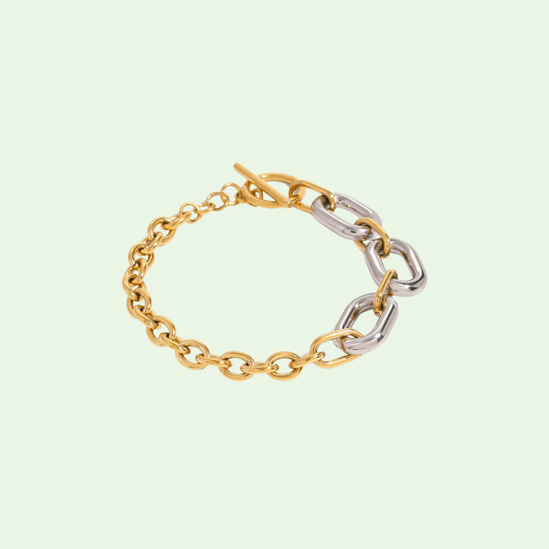 Jesse Two Toned Link Bracelet in 18k Gold