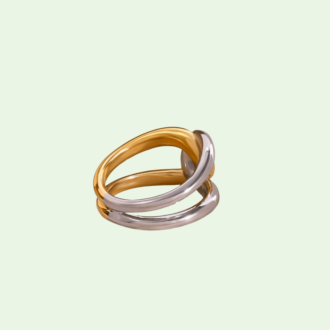 Mary Emma 18k Gold Two-toned Bold Statement Ring